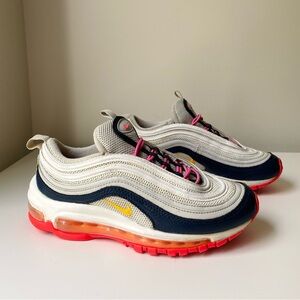 US 5.5 - Nike Air Max 97 Women’s Platinum Laser Orange Pink Midnight Navy 921733
